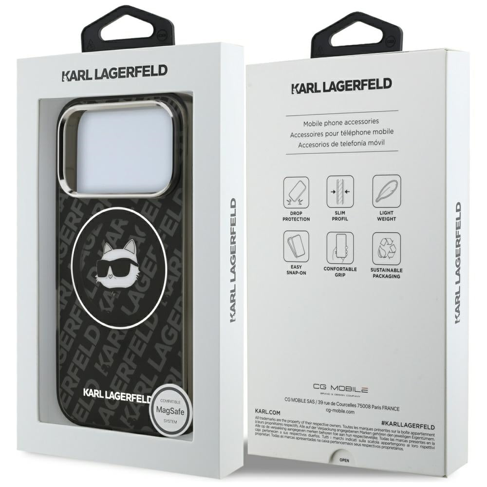 Capa MagSafe para Apple iPhone 17 Pro, Karl Lagerfeld, IML Choupette's Head, Preta.