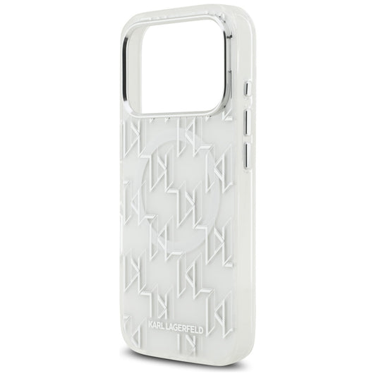 Capa MagSafe para Apple iPhone 17 Pro, Karl Lagerfeld, IML KL Monogram, Branca