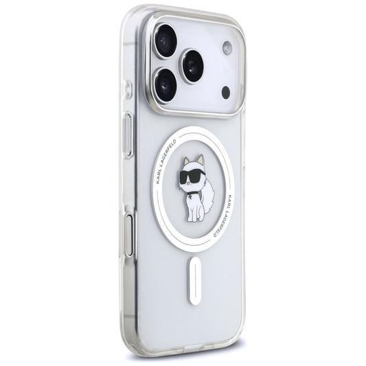 Capa MagSafe para Apple iPhone 17 Pro, Karl Lagerfeld, IML Logo Choupette, Transparente