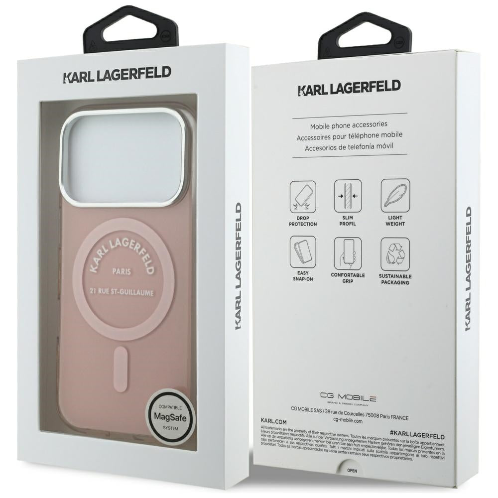 Capa MagSafe para Apple iPhone 17 Pro, Karl Lagerfeld, IML Logo RSG, Rosa