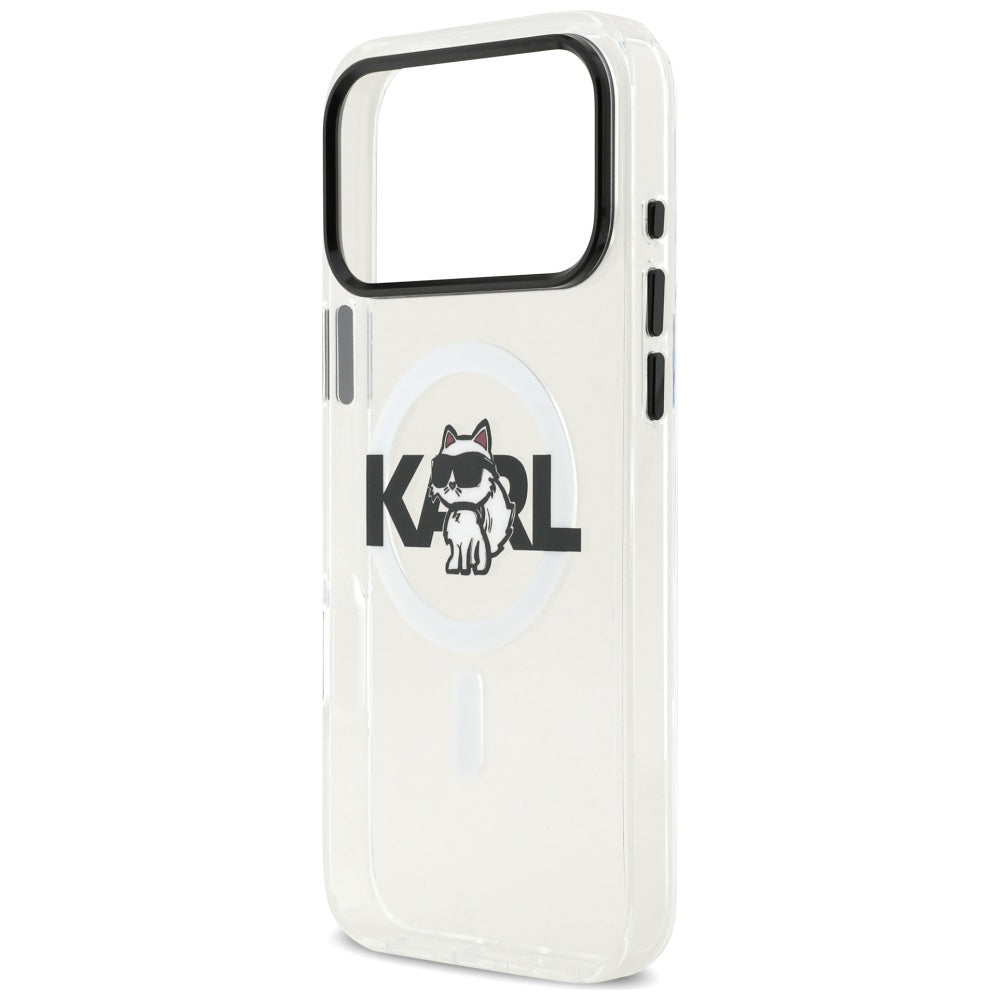 Capa MagSafe para Apple iPhone 17 Pro, Karl Lagerfeld, IML Sketch Logo Choupette, Transparente