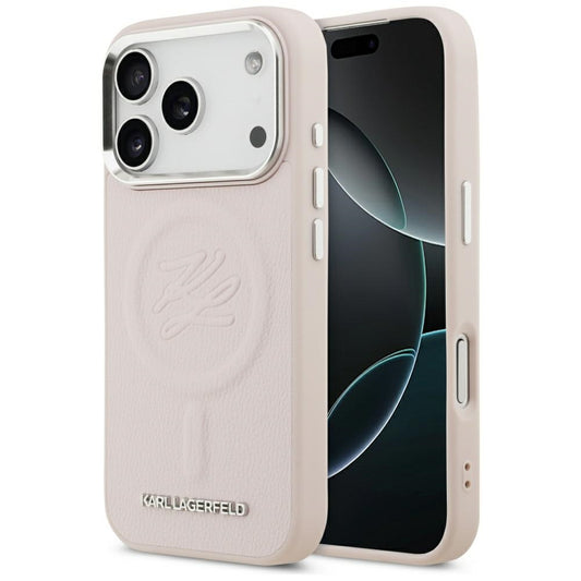 Capa MagSafe para Apple iPhone 17 Pro, Karl Lagerfeld, Initial & Metal Logo, Rosa