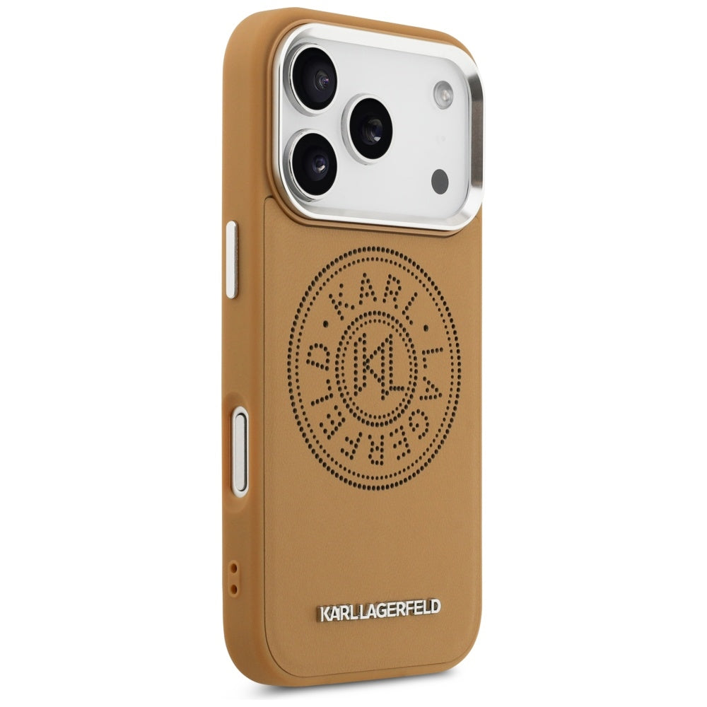 Capa MagSafe para Apple iPhone 17 Pro, Karl Lagerfeld, Point & Metal Logo, Castanho