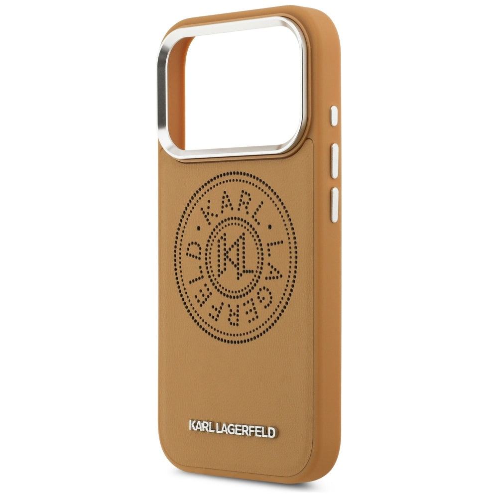Capa MagSafe para Apple iPhone 17 Pro, Karl Lagerfeld, Point & Metal Logo, Castanho