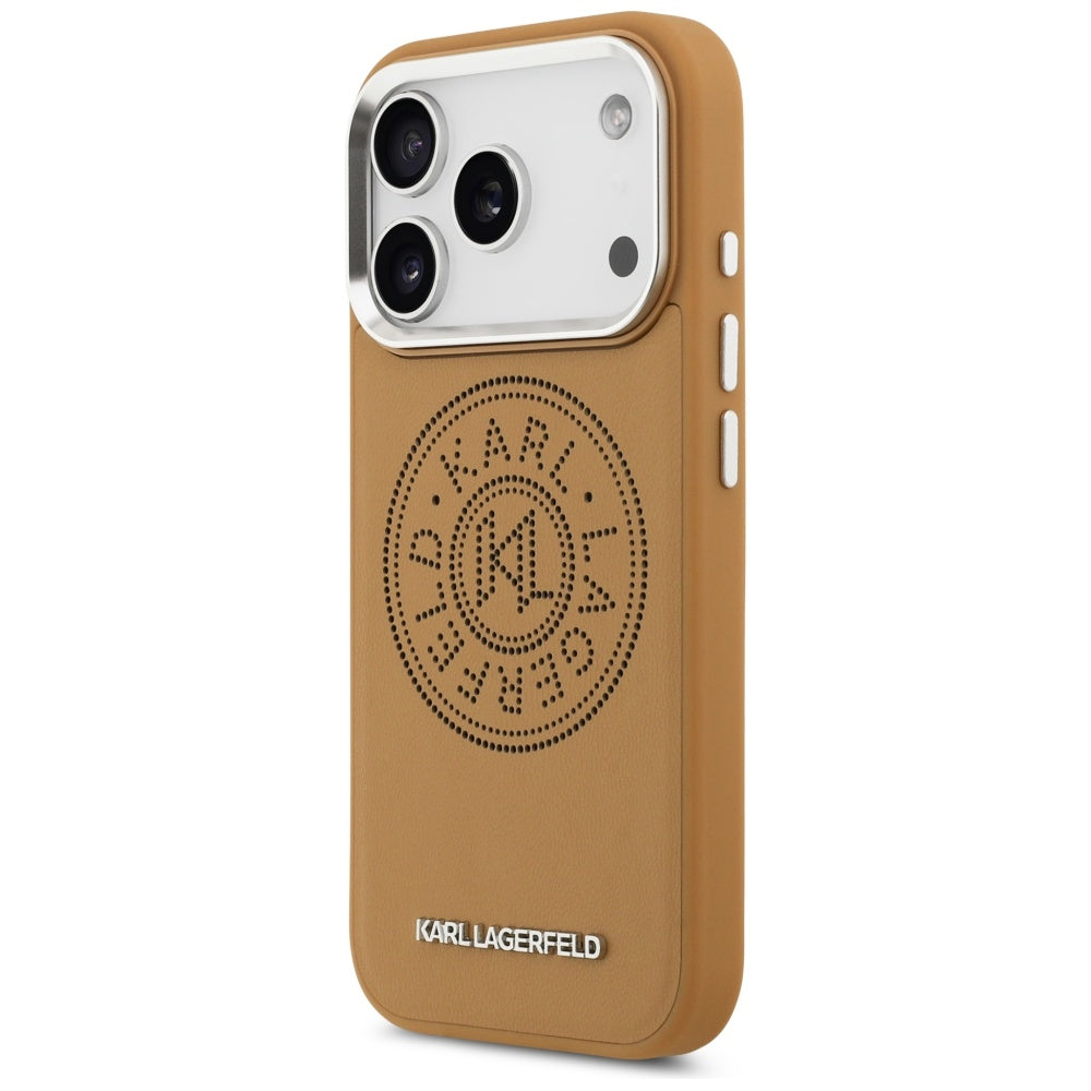 Capa MagSafe para Apple iPhone 17 Pro, Karl Lagerfeld, Point & Metal Logo, Castanho