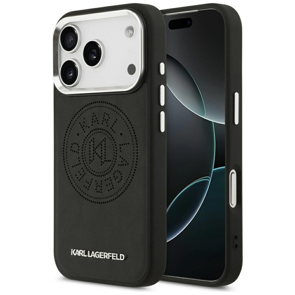 Capa MagSafe para Apple iPhone 17 Pro, Karl Lagerfeld, Point & Metal Logo, Preta