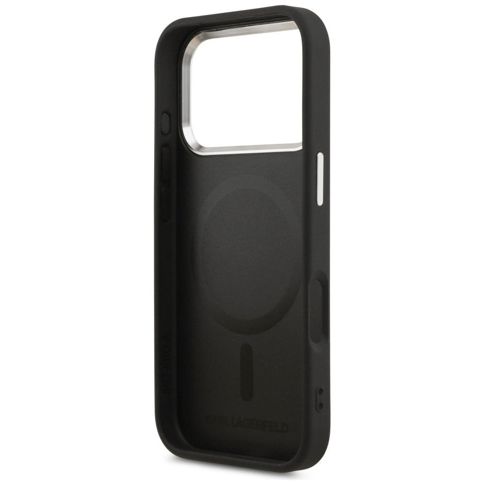 Capa MagSafe para Apple iPhone 17 Pro, Karl Lagerfeld, Point & Metal Logo, Preta