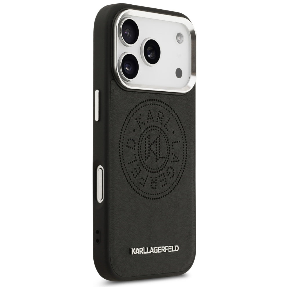 Capa MagSafe para Apple iPhone 17 Pro, Karl Lagerfeld, Point & Metal Logo, Preta