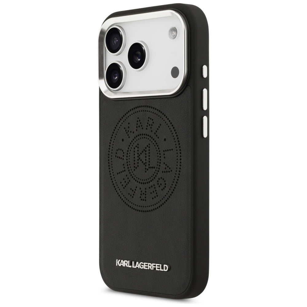 Capa MagSafe para Apple iPhone 17 Pro, Karl Lagerfeld, Point & Metal Logo, Preta