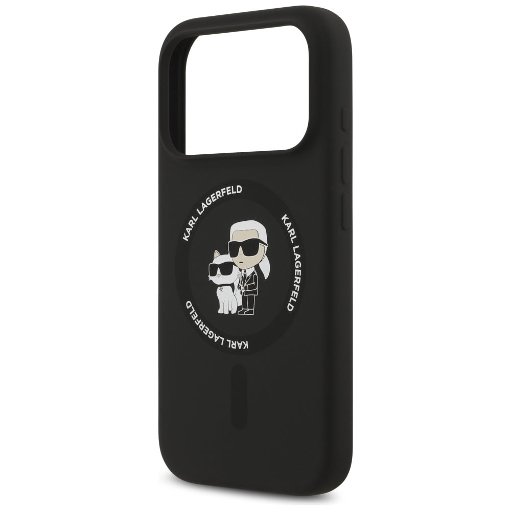 Capa MagSafe para Apple iPhone 17 Pro, Karl Lagerfeld, Ring Karl & Choupette, Preta