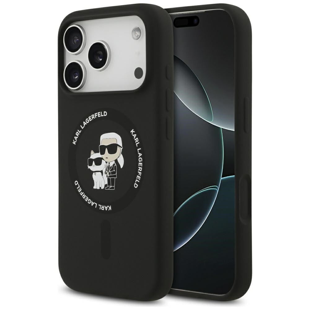 Capa MagSafe para Apple iPhone 17 Pro, Karl Lagerfeld, Ring Karl & Choupette, Preta