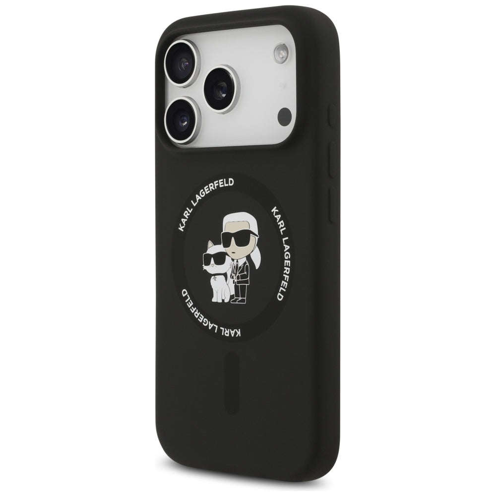 Capa MagSafe para Apple iPhone 17 Pro, Karl Lagerfeld, Ring Karl & Choupette, Preta
