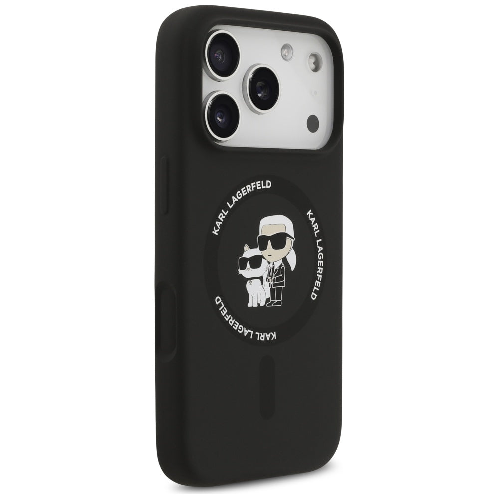 Capa MagSafe para Apple iPhone 17 Pro, Karl Lagerfeld, Ring Karl & Choupette, Preta