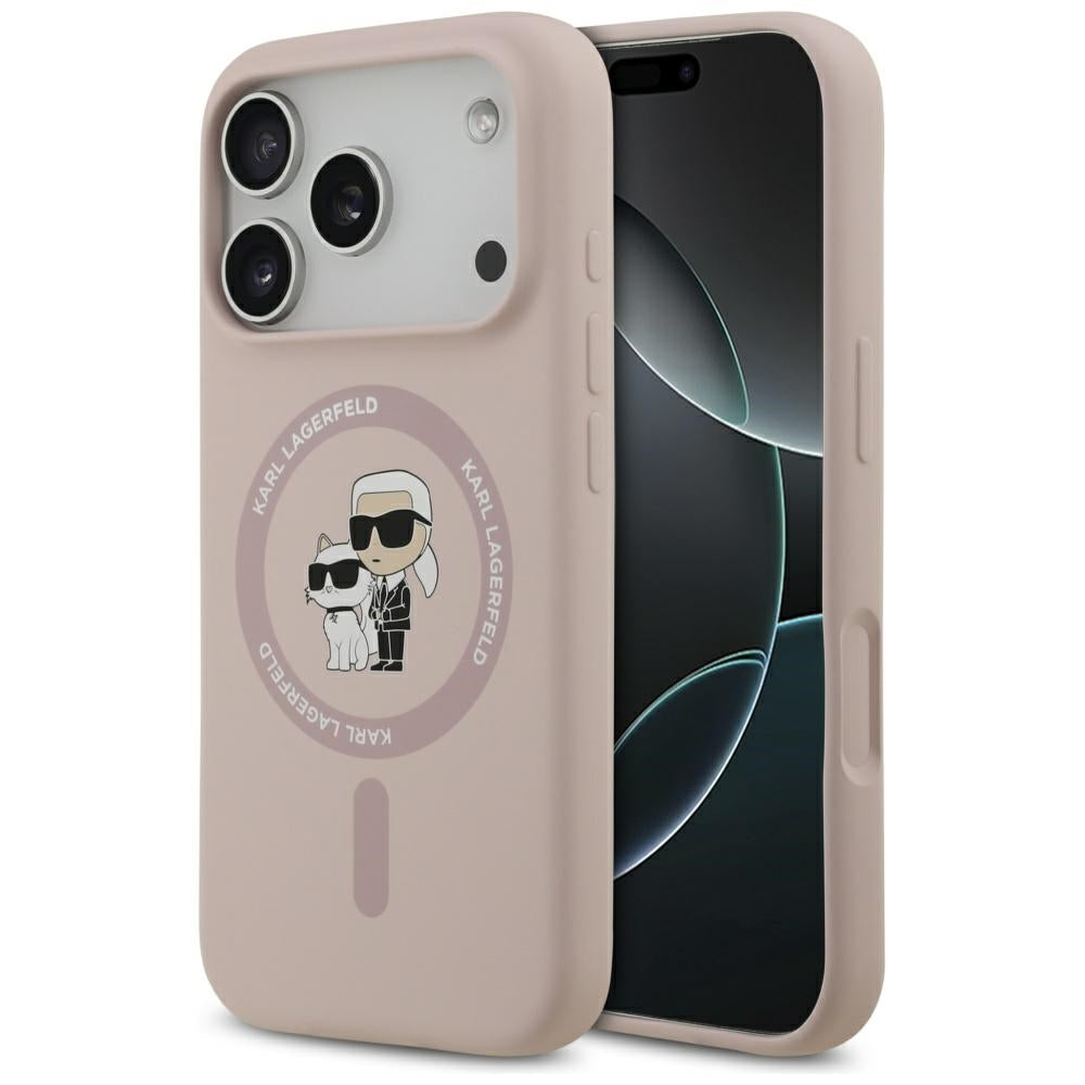 Capa MagSafe para Apple iPhone 17 Pro, Karl Lagerfeld, Ring Karl & Choupette, Rosa