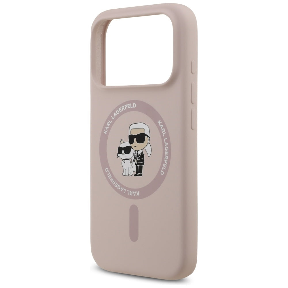 Capa MagSafe para Apple iPhone 17 Pro, Karl Lagerfeld, Ring Karl & Choupette, Rosa