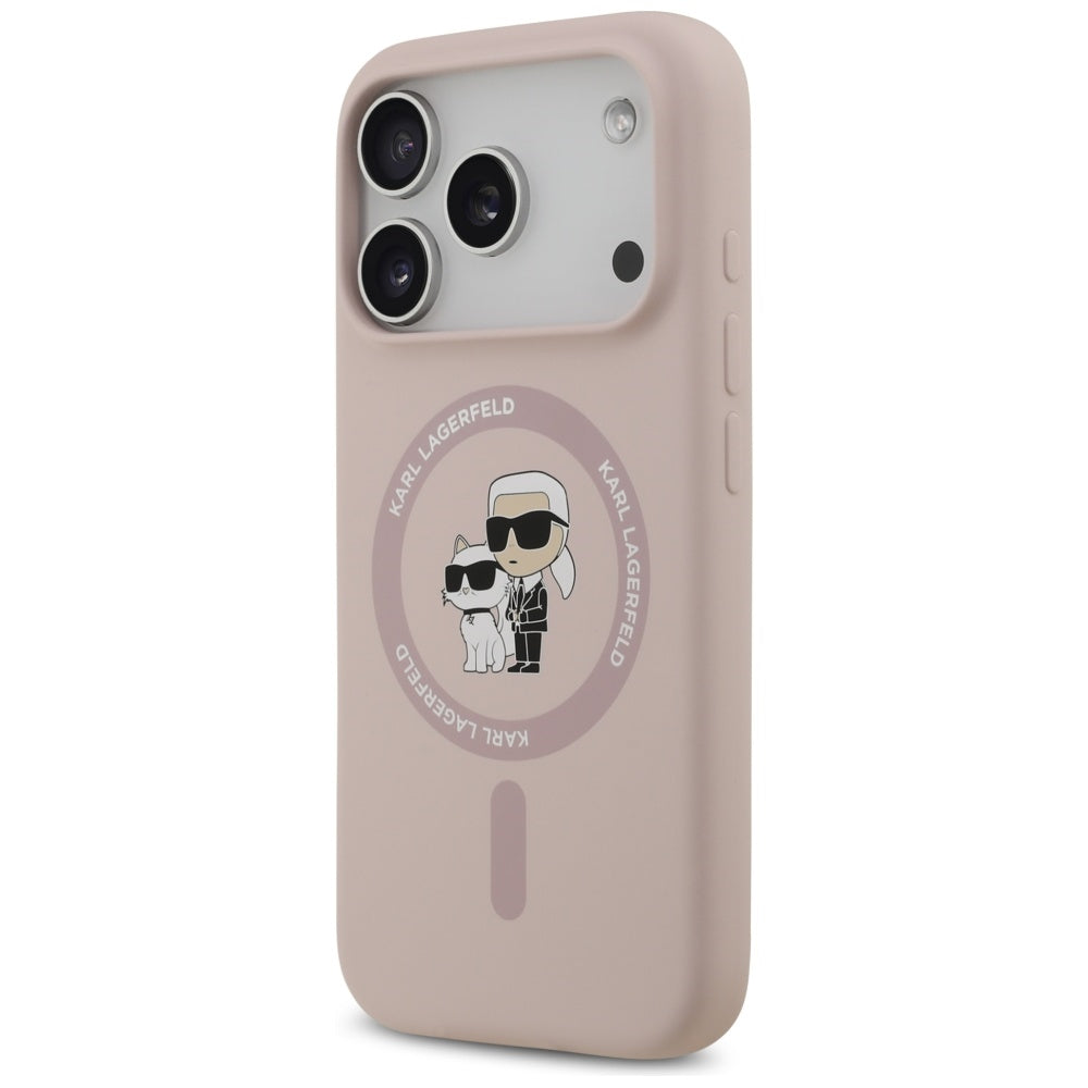 Capa MagSafe para Apple iPhone 17 Pro, Karl Lagerfeld, Ring Karl & Choupette, Rosa