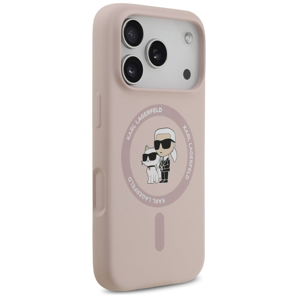 Capa MagSafe para Apple iPhone 17 Pro, Karl Lagerfeld, Ring Karl & Choupette, Rosa