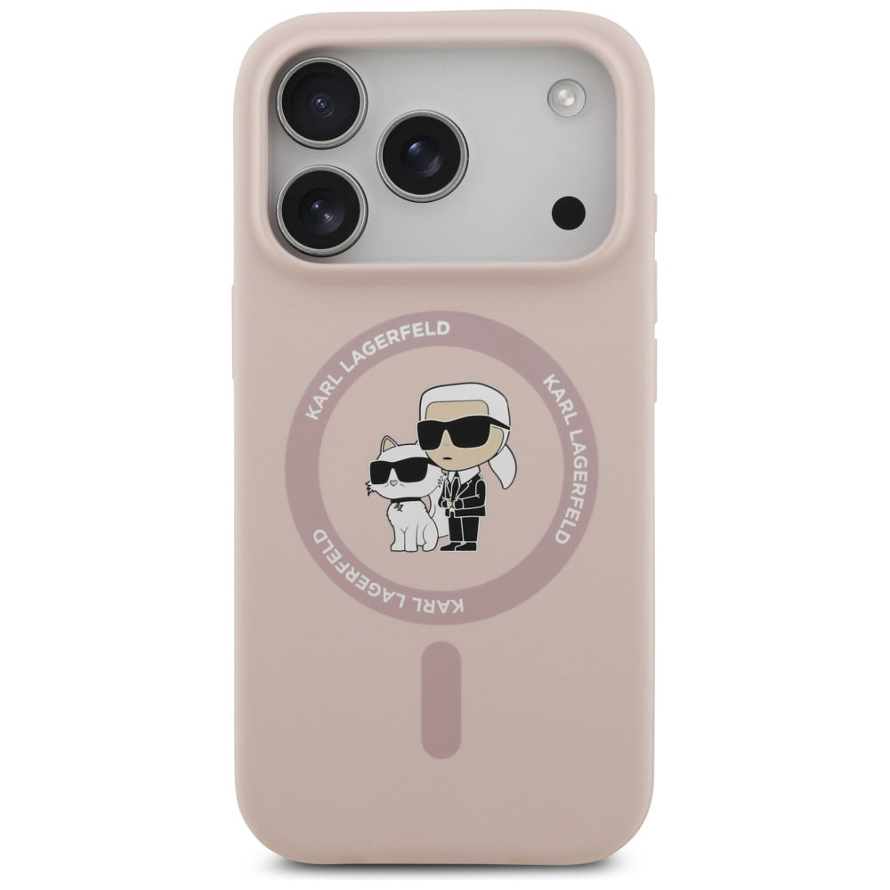 Capa MagSafe para Apple iPhone 17 Pro, Karl Lagerfeld, Ring Karl & Choupette, Rosa