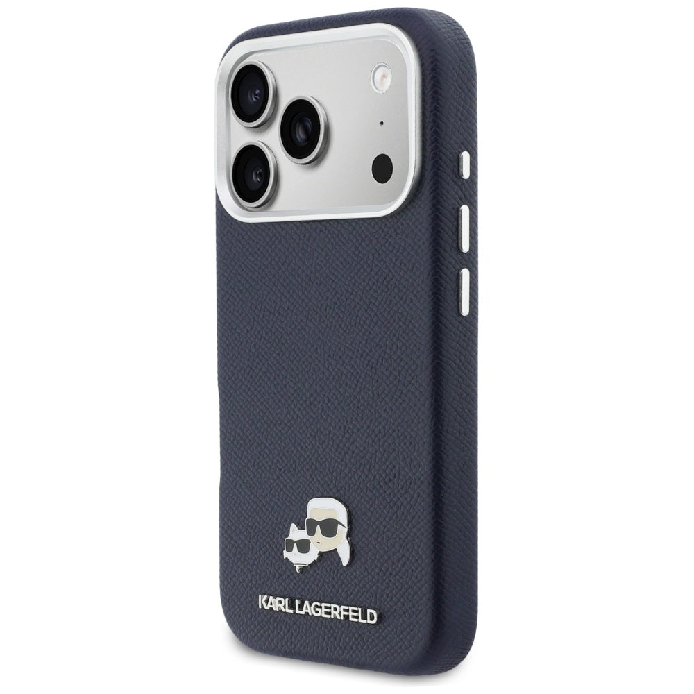 Capa MagSafe para Apple iPhone 17 Pro, Karl Lagerfeld, Saffiano Karl & Choupette Pins, Azul