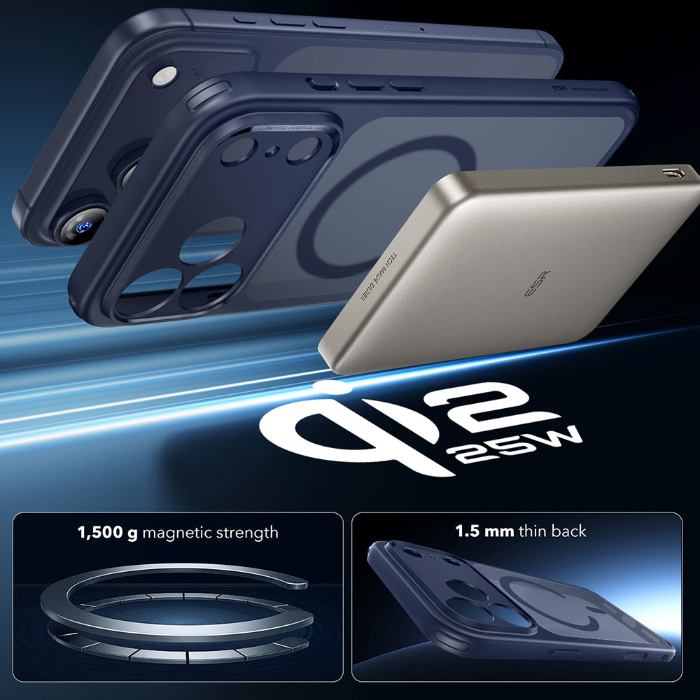 Capa MagSafe para Apple iPhone 17 Pro Max, ESR, Classic Hybrid, Azul Acetinado
