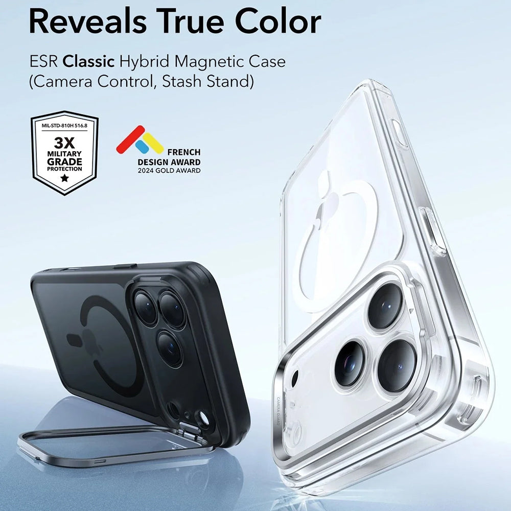 Capa MagSafe para Apple iPhone 17 Pro Max, ESR, Classic Hybrid Kickstand, Preta Fosca