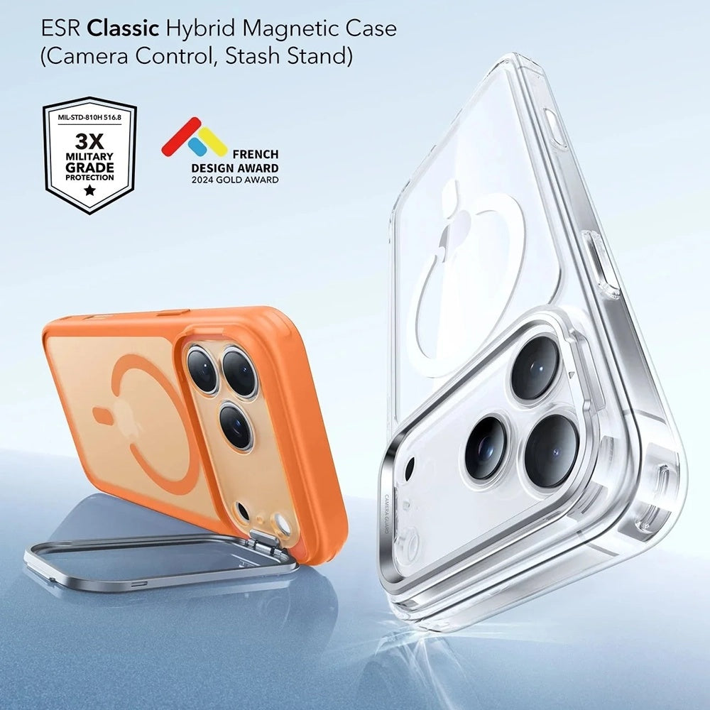 Capa MagSafe para Apple iPhone 17 Pro Max, ESR, Classic Hybrid Kickstand, Laranja Acetinado