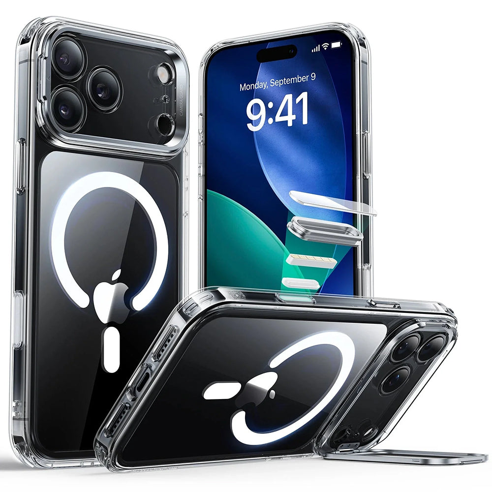 Capa MagSafe para Apple iPhone 17 Pro Max, ESR, Classic Hybrid Kickstand, Transparente