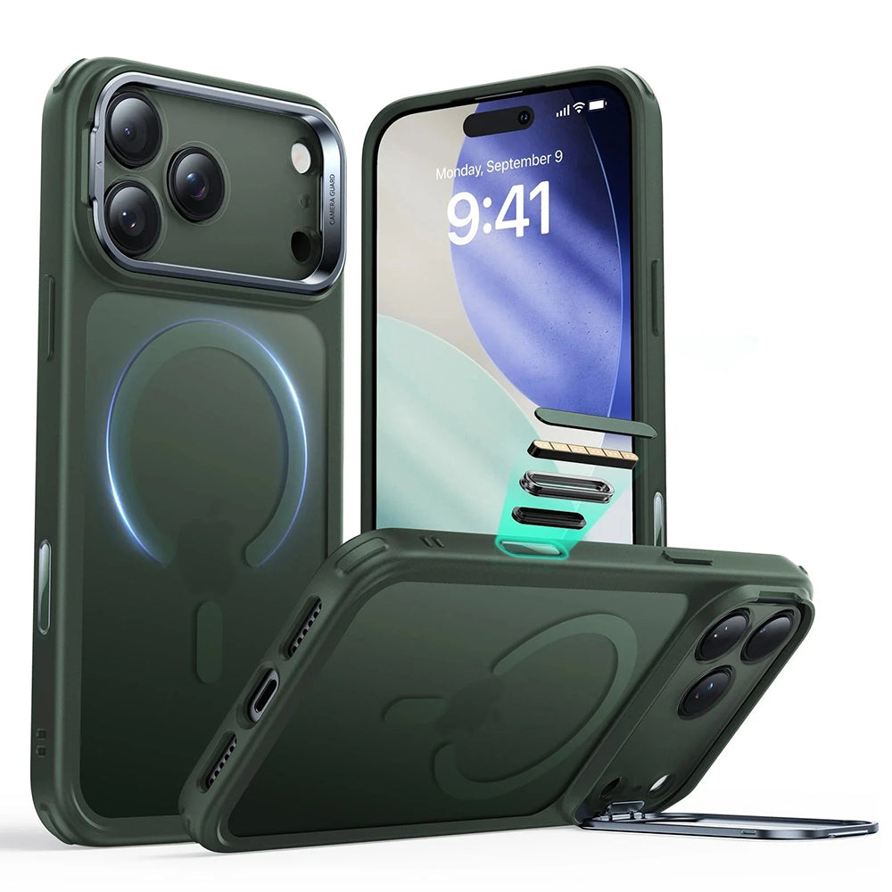 Capa MagSafe para Apple iPhone 17 Pro Max, ESR, Classic Hybrid Kickstand, Verde Acetinado