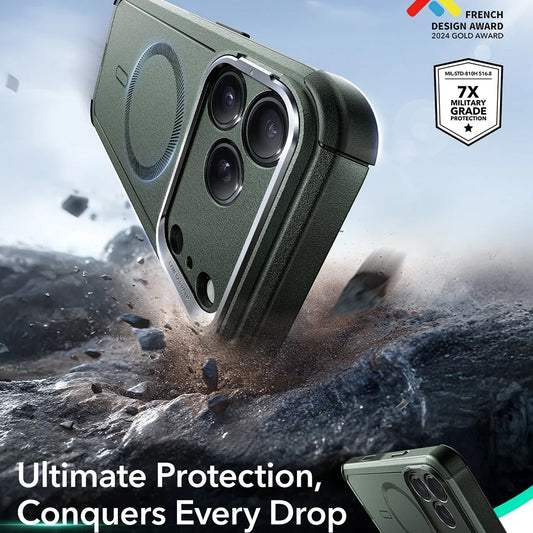 Capa MagSafe para Apple iPhone 17 Pro Max, ESR, Cyber Armor Kickstand, Verde