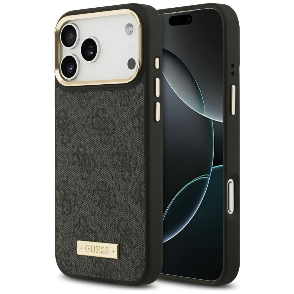 Capa MagSafe para Apple iPhone 17 Pro Max, Guess, 4G Logo Plate, Preta
