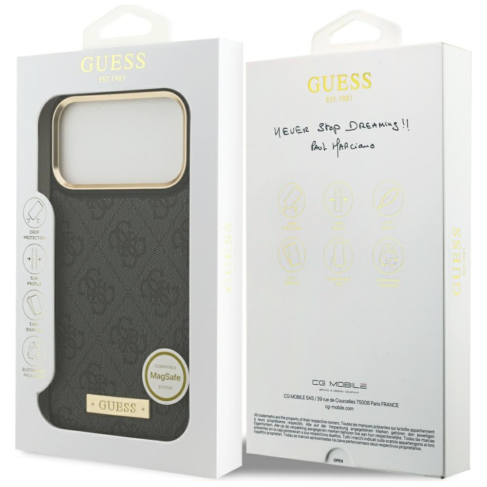 Capa MagSafe para Apple iPhone 17 Pro Max, Guess, 4G Logo Plate, Preta