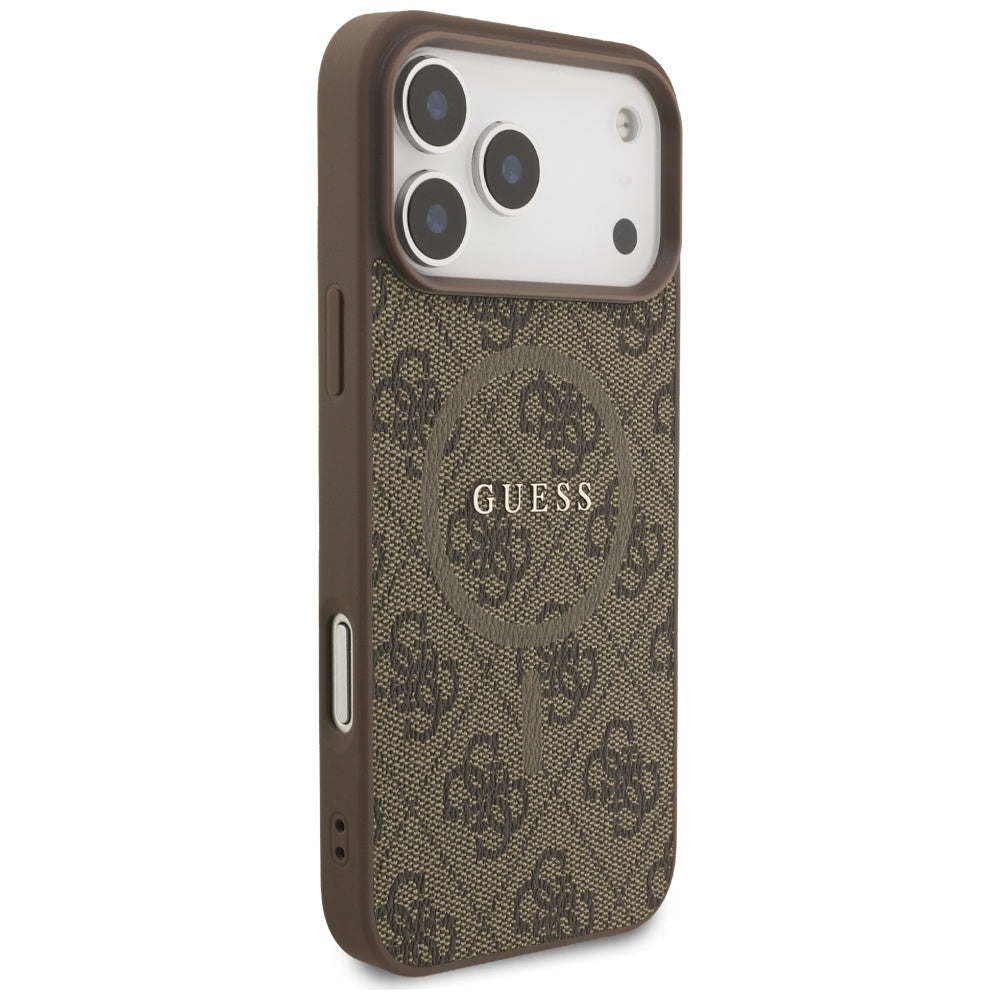 Capa MagSafe para Apple iPhone 17 Pro Max, Guess, 4G Ring Classic Logo, Castanho