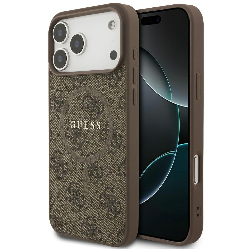 Capa MagSafe para Apple iPhone 17 Pro Max, Guess, 4G Ring Classic Logo, Castanho