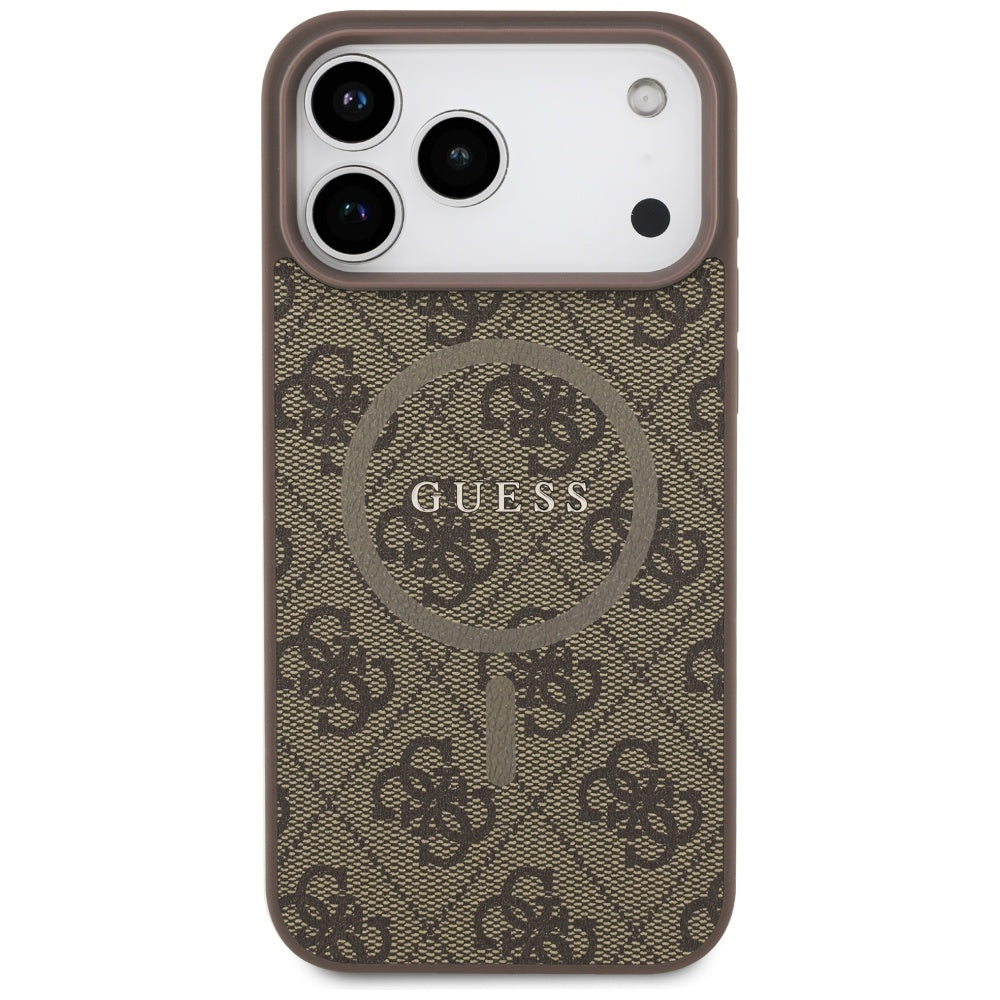 Capa MagSafe para Apple iPhone 17 Pro Max, Guess, 4G Ring Classic Logo, Castanho