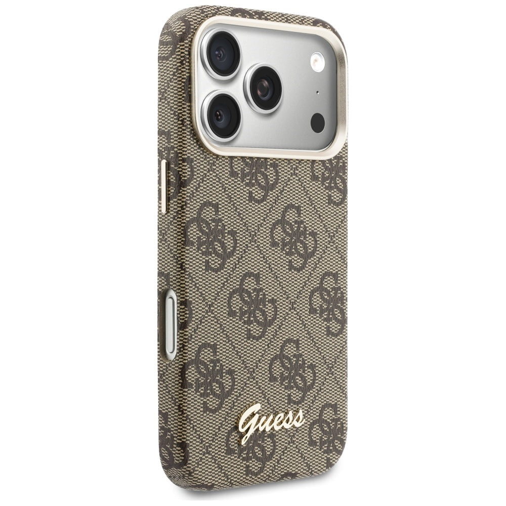 Capa MagSafe para Apple iPhone 17 Pro Max, Guess, 4G Script Logo, Castanho