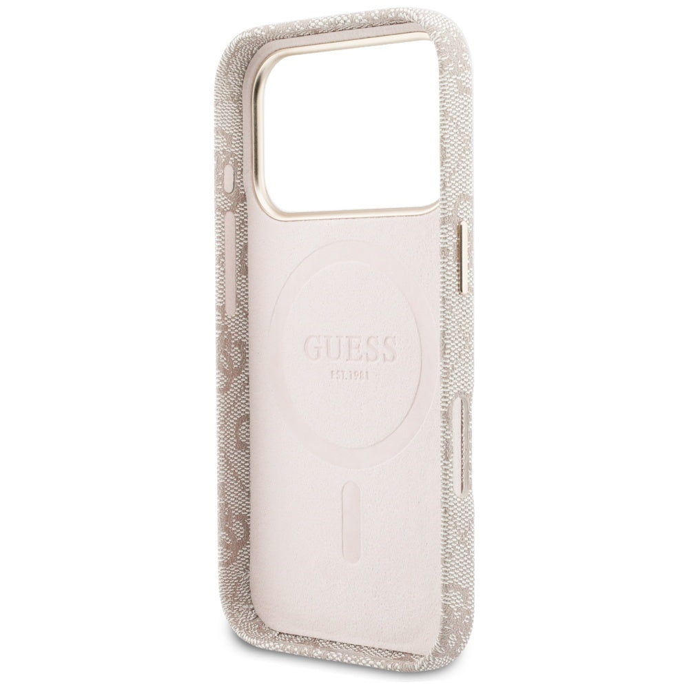Capa MagSafe para Apple iPhone 17 Pro Max, Guess, 4G Script Logo, Rosa