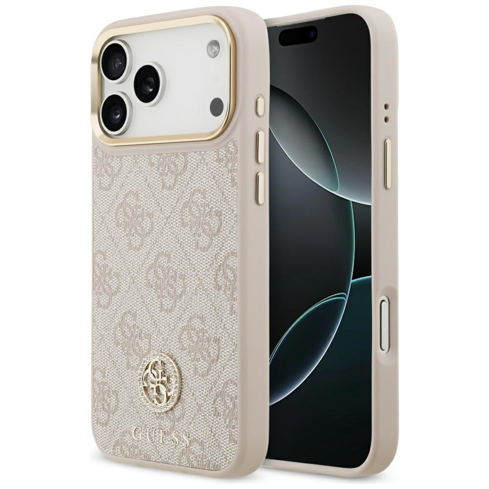 Capa MagSafe para Apple iPhone 17 Pro Max, Guess, Logo Strass 4G, Rosa