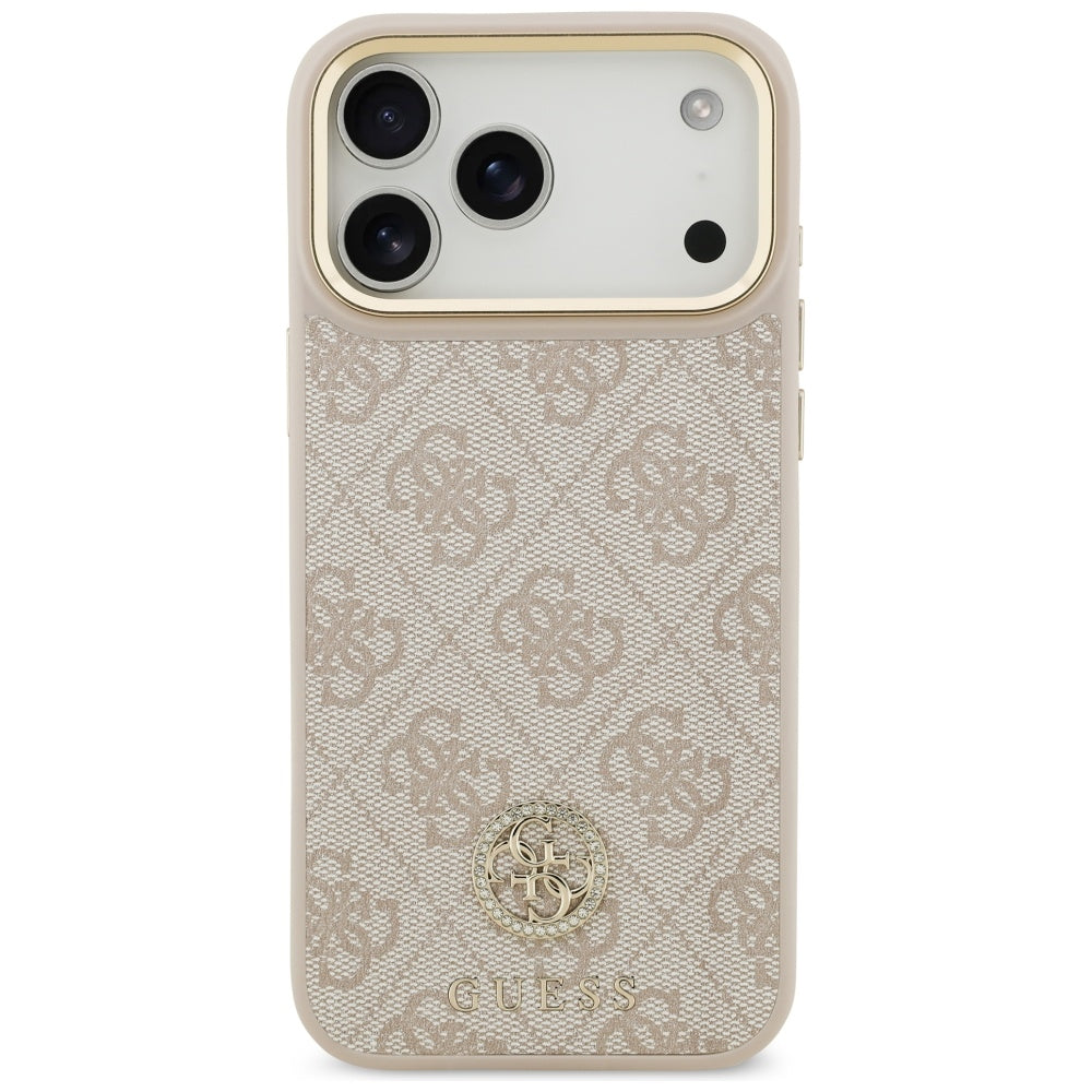 Capa MagSafe para Apple iPhone 17 Pro Max, Guess, Logo Strass 4G, Rosa