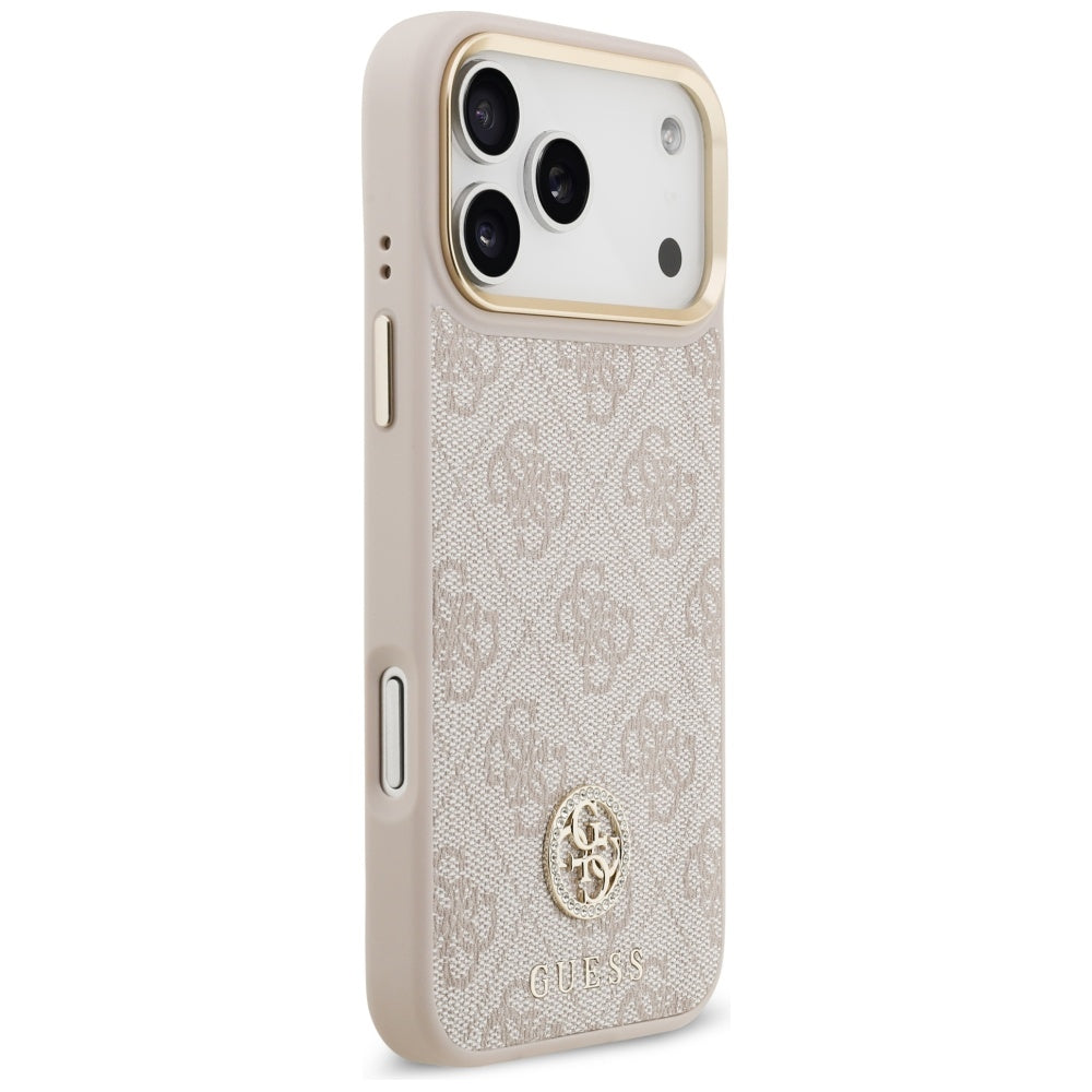 Capa MagSafe para Apple iPhone 17 Pro Max, Guess, Logo Strass 4G, Rosa