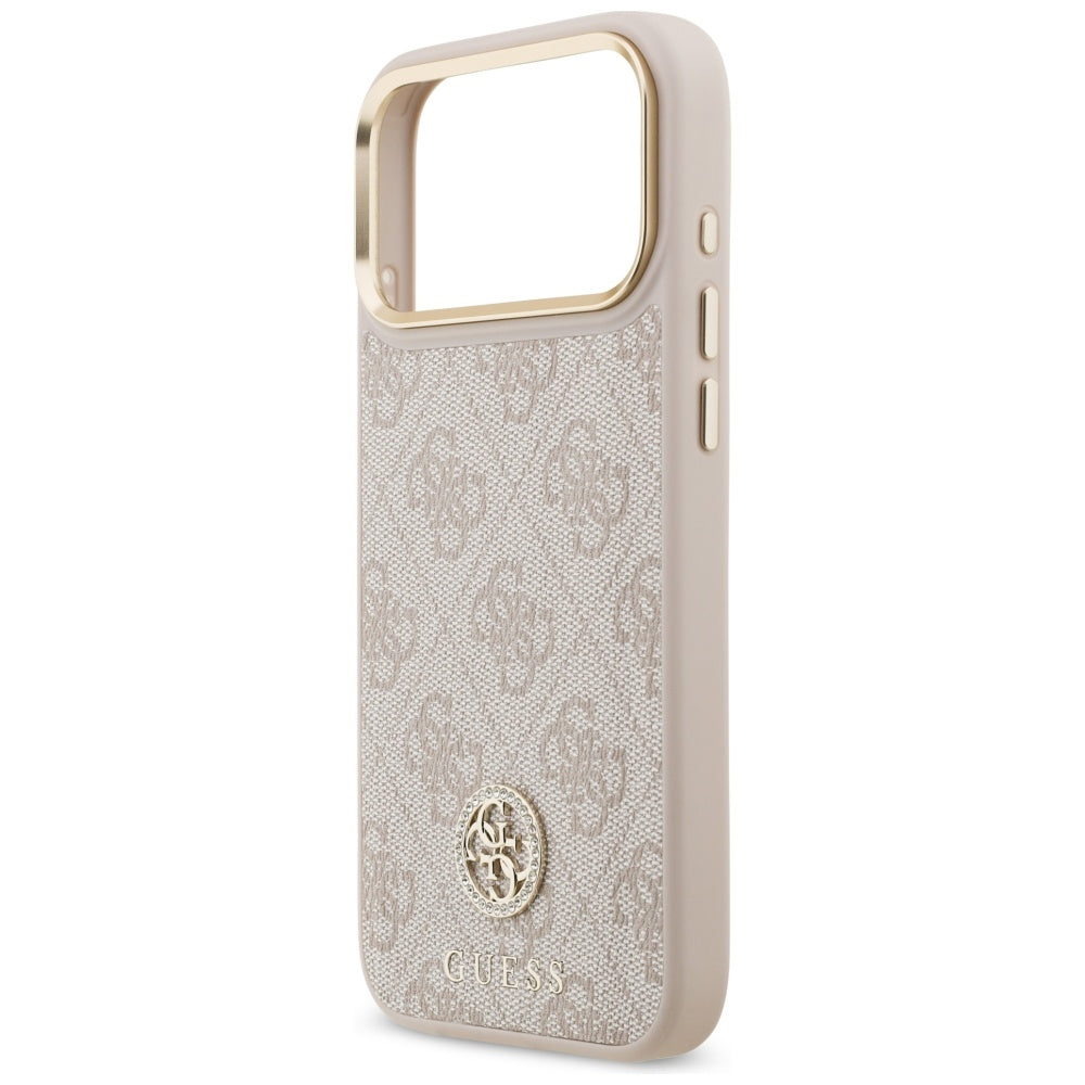 Capa MagSafe para Apple iPhone 17 Pro Max, Guess, Logo Strass 4G, Rosa