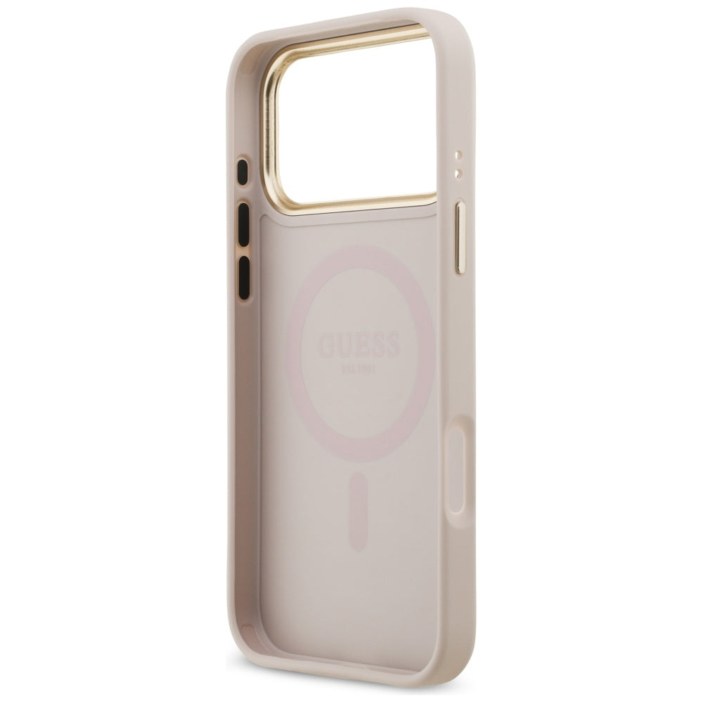 Capa MagSafe para Apple iPhone 17 Pro Max, Guess, Logo Strass 4G, Rosa
