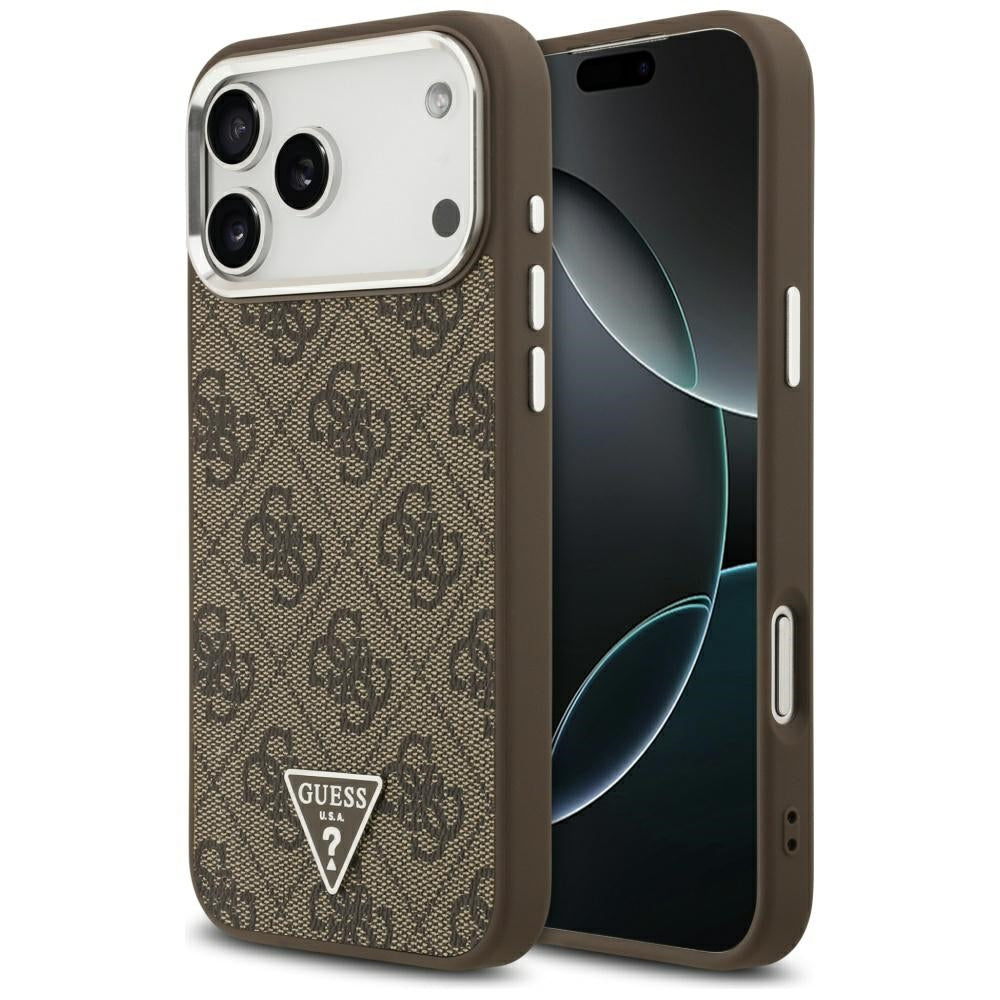 Capa MagSafe para Apple iPhone 17 Pro Max, Guess, Logo Triângulo 4G, Marrom
