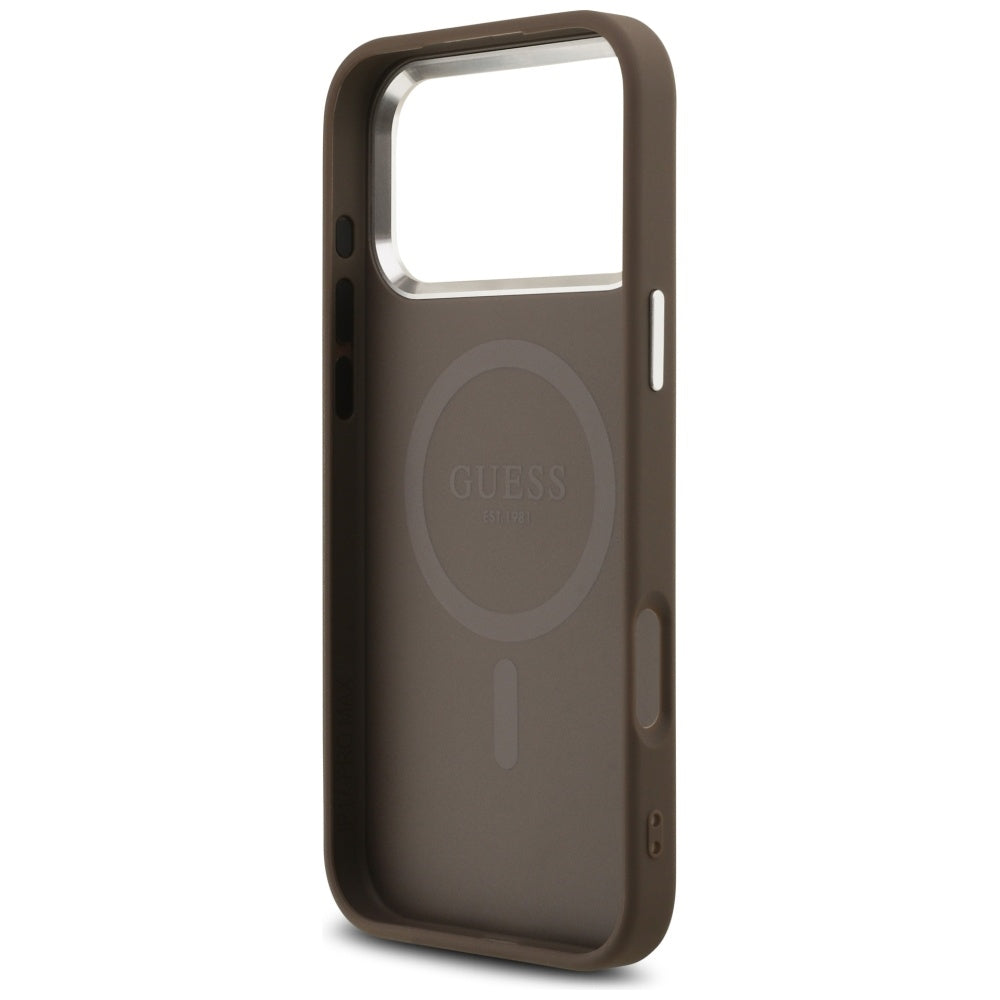Capa MagSafe para Apple iPhone 17 Pro Max, Guess, Logo Triângulo 4G, Marrom