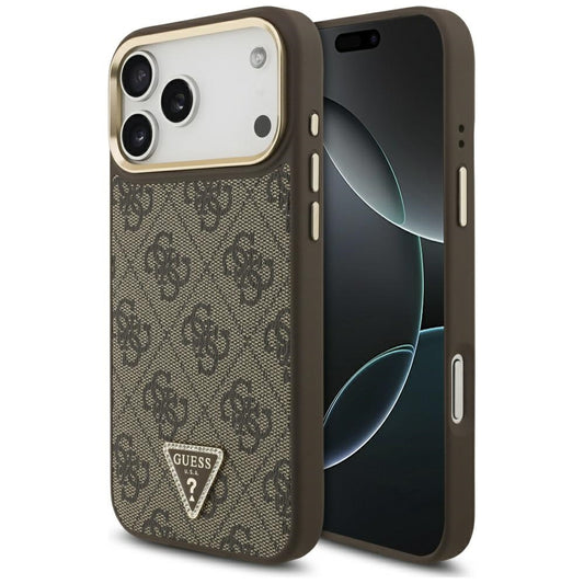 Capa MagSafe para Apple iPhone 17 Pro Max, Guess, Logo Triângulo 4G, Dourado Marrom