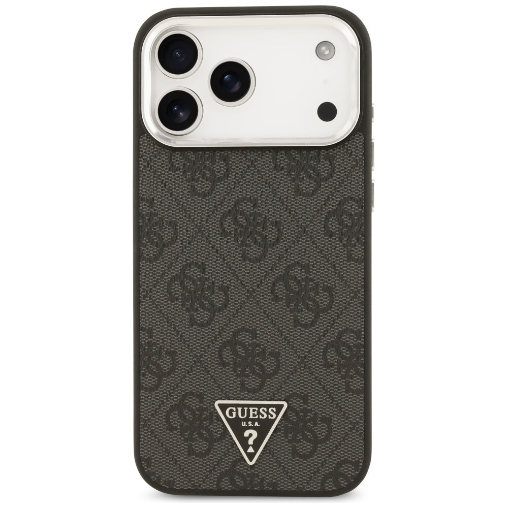 Capa MagSafe para Apple iPhone 17 Pro Max, Guess, Logo Triângulo 4G, Preta Prateada