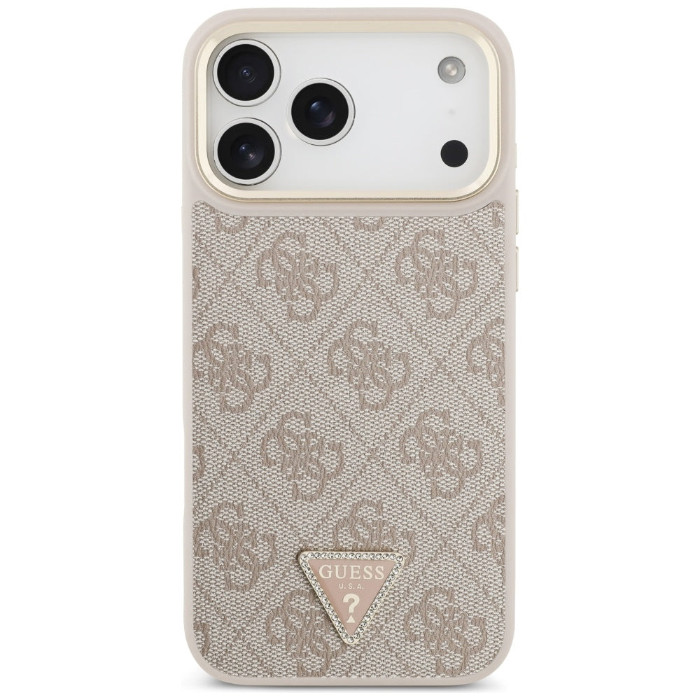 Capa MagSafe para Apple iPhone 17 Pro Max, Guess, Logo Triângulo 4G com Alça Grande, Rosa