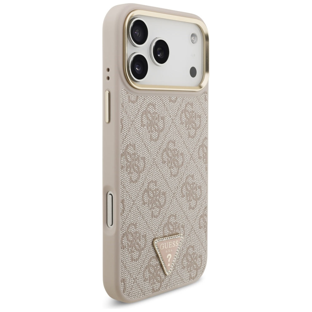 Capa MagSafe para Apple iPhone 17 Pro Max, Guess, Logo Triângulo 4G com Alça Grande, Rosa