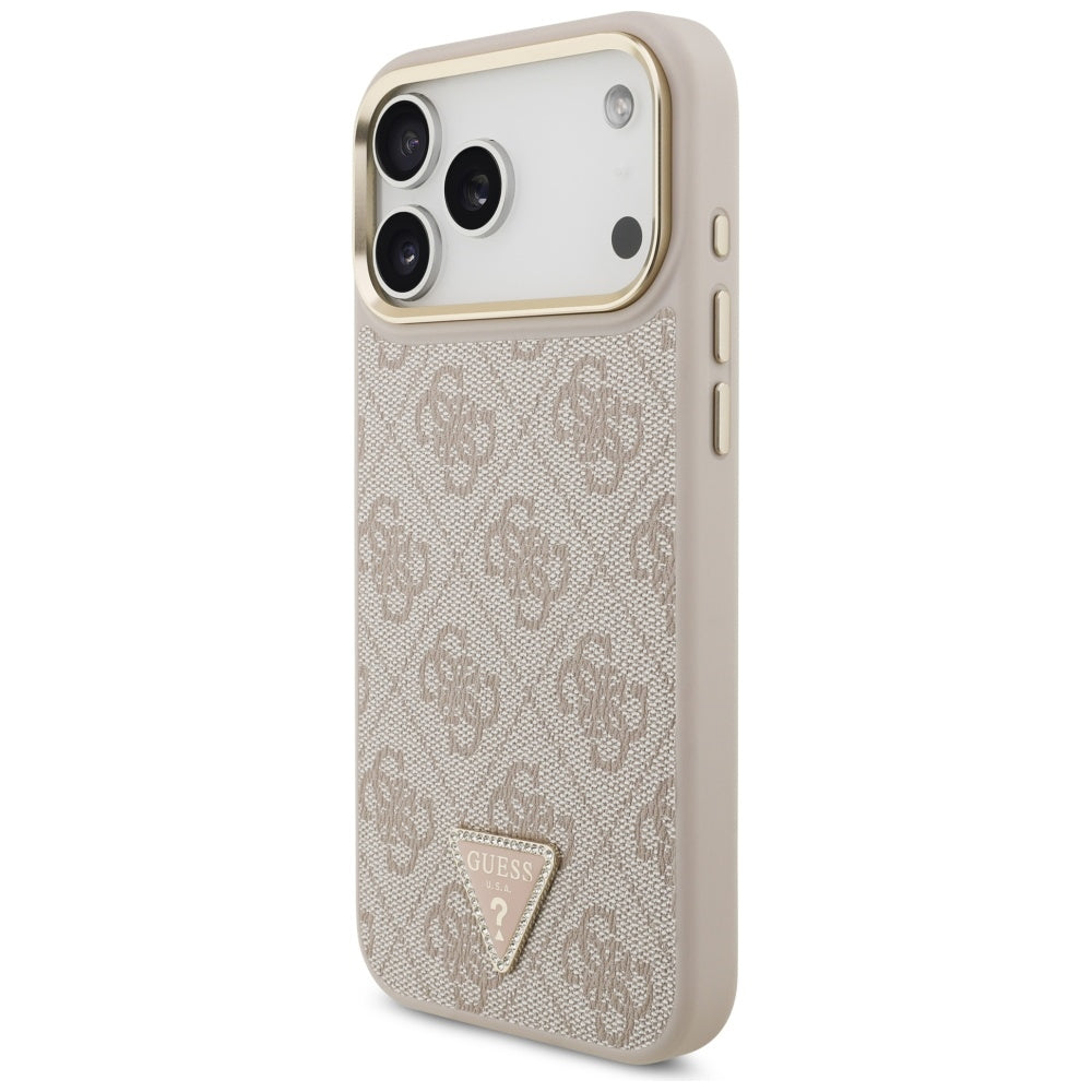 Capa MagSafe para Apple iPhone 17 Pro Max, Guess, Logo Triângulo 4G com Alça Grande, Rosa