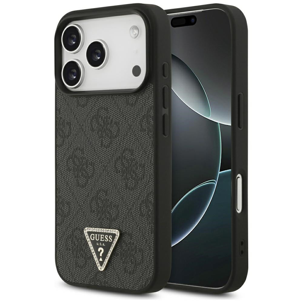 Capa MagSafe para Apple iPhone 17 Pro Max, Guess, 4G Triangle Strass, Preta