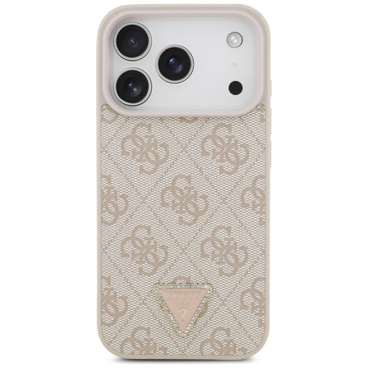 Capa MagSafe para Apple iPhone 17 Pro Max, Guess, 4G Triangle Strass, Rosa
